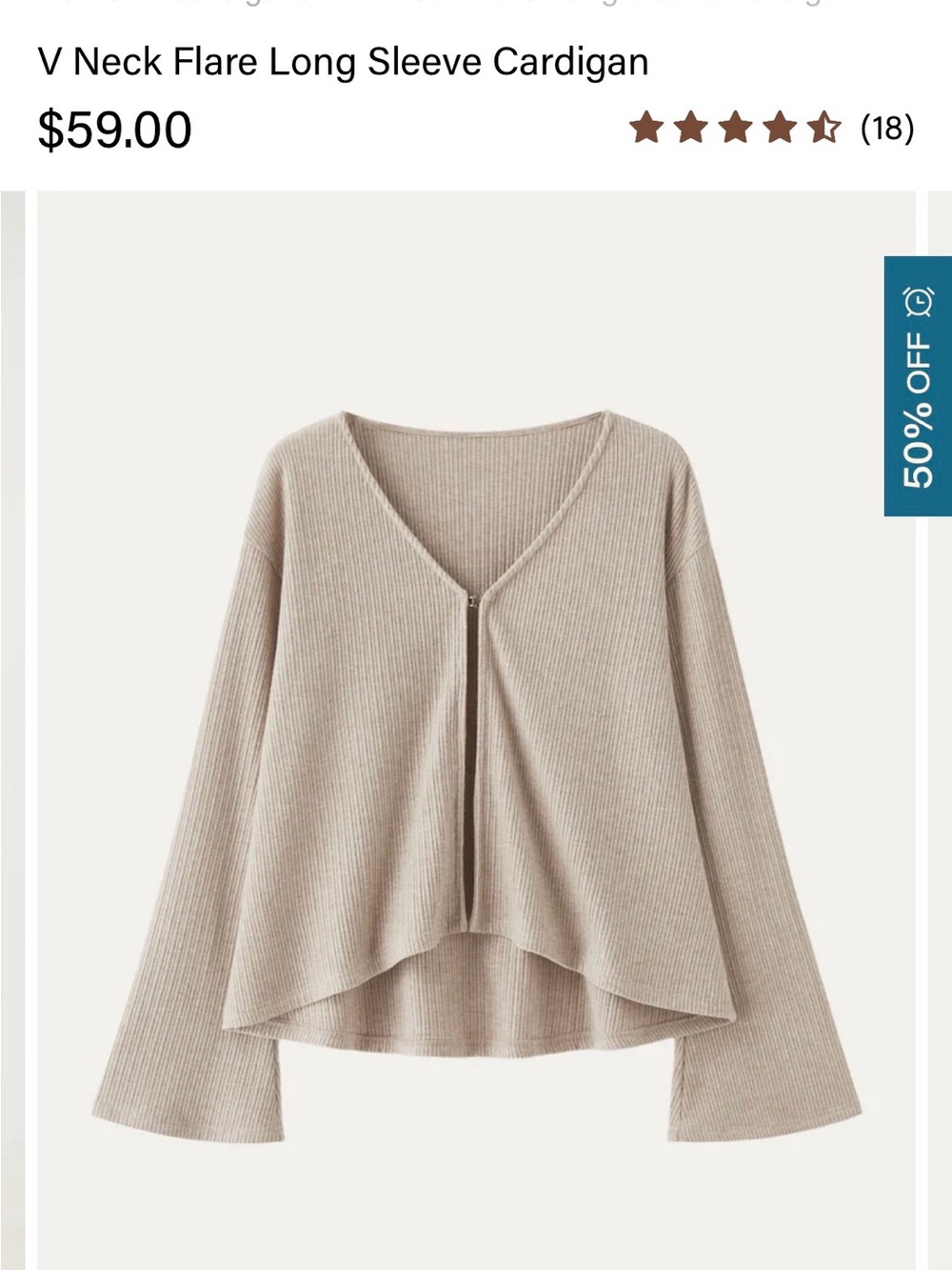 OGL V-Neck Flare Long Sleeve Cardigan